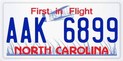 NC license plate AAK6899