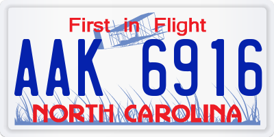 NC license plate AAK6916
