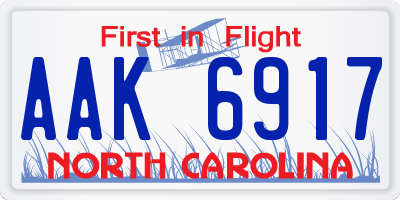 NC license plate AAK6917