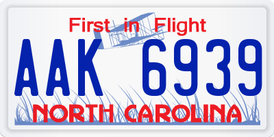 NC license plate AAK6939