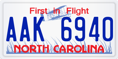 NC license plate AAK6940
