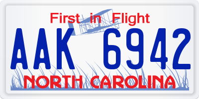 NC license plate AAK6942