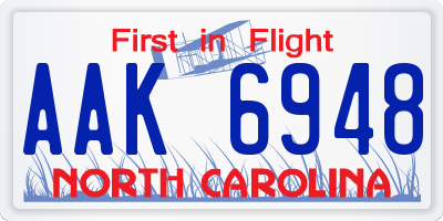 NC license plate AAK6948