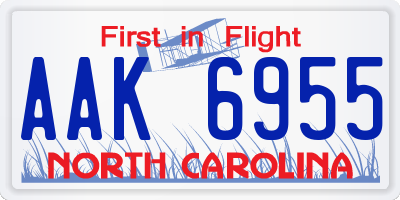 NC license plate AAK6955