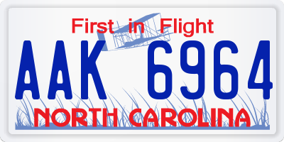 NC license plate AAK6964