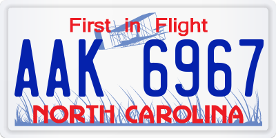 NC license plate AAK6967