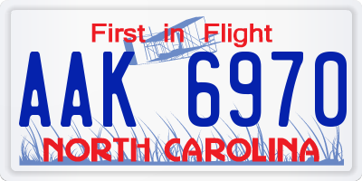 NC license plate AAK6970