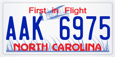 NC license plate AAK6975