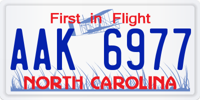 NC license plate AAK6977