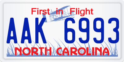 NC license plate AAK6993