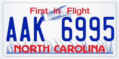 NC license plate AAK6995