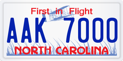 NC license plate AAK7000