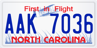 NC license plate AAK7036