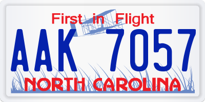 NC license plate AAK7057