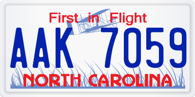NC license plate AAK7059