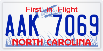NC license plate AAK7069