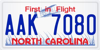 NC license plate AAK7080