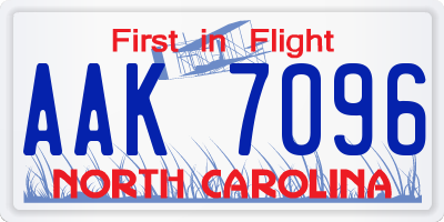 NC license plate AAK7096