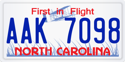 NC license plate AAK7098