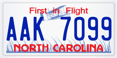 NC license plate AAK7099