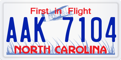 NC license plate AAK7104