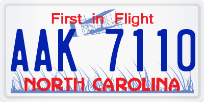 NC license plate AAK7110