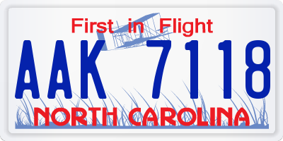 NC license plate AAK7118