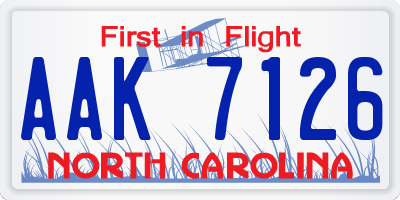 NC license plate AAK7126