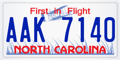 NC license plate AAK7140