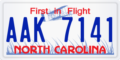 NC license plate AAK7141
