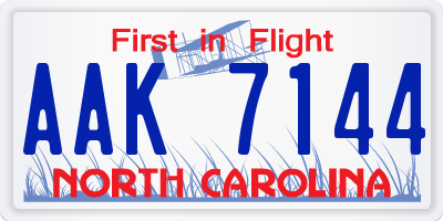 NC license plate AAK7144