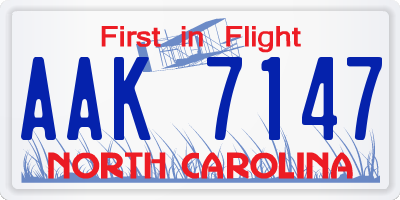 NC license plate AAK7147