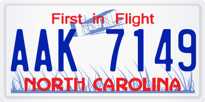 NC license plate AAK7149