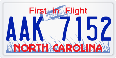 NC license plate AAK7152
