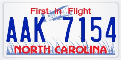 NC license plate AAK7154