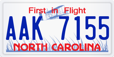 NC license plate AAK7155
