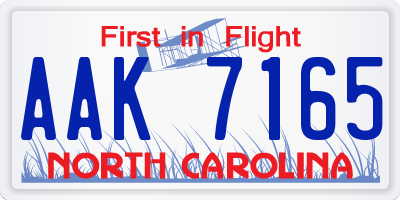 NC license plate AAK7165