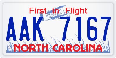NC license plate AAK7167