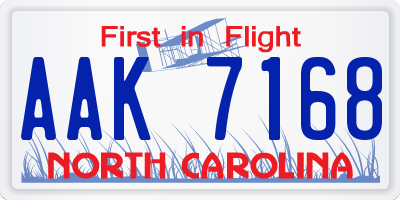 NC license plate AAK7168