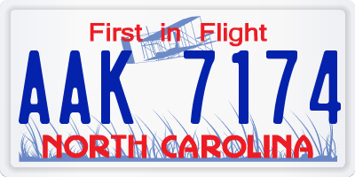 NC license plate AAK7174
