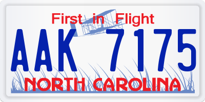 NC license plate AAK7175