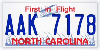 NC license plate AAK7178