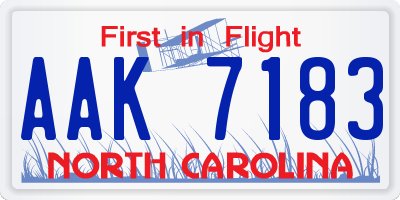 NC license plate AAK7183