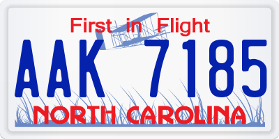 NC license plate AAK7185