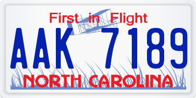 NC license plate AAK7189