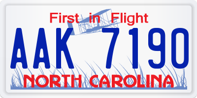 NC license plate AAK7190