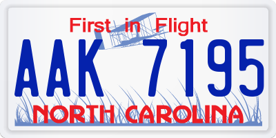NC license plate AAK7195