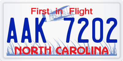 NC license plate AAK7202