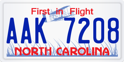 NC license plate AAK7208