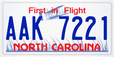 NC license plate AAK7221
